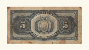 BOLIVIA, 5 Bolivianos, Mayo-11-1911, Serie T6, F.