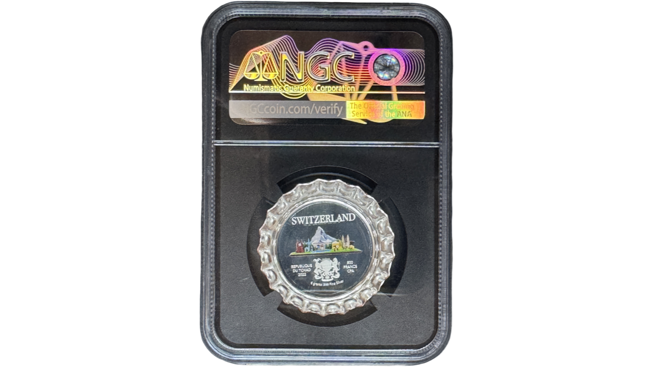 CHAD, 500 Francs, 2022, NGC PF70. **SERIE: WORLD LANDMARKS; SUIZA** - Imagen 2
