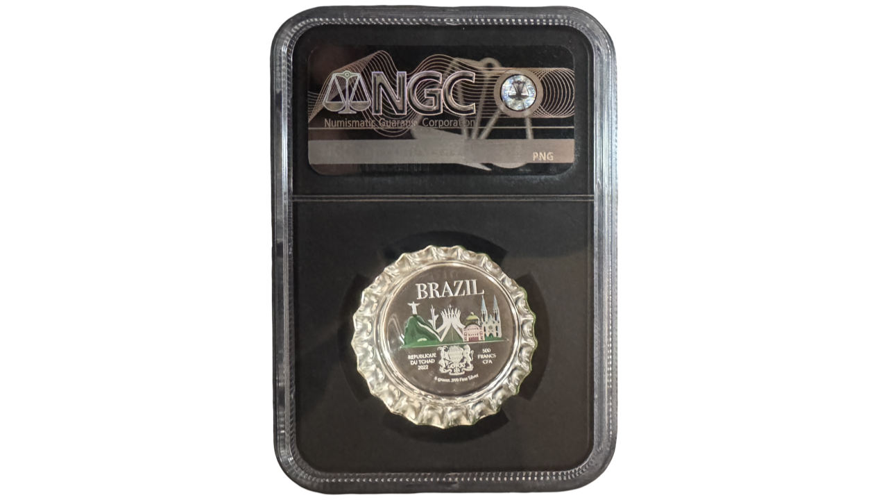 CHAD, 500 Francs, 2022, NGC PF69. **SERIE: WORLD LANDMARKS; BRAZIL** - Imagen 2