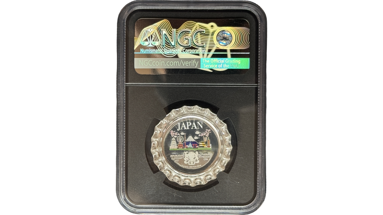 CHAD, 500 Francs, 2021, NGC PF70. **SERIE: WORLD LANDMARKS; JAPON** - Imagen 2