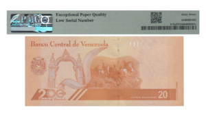 VENEZUELA, 20 Bolívares Digitales, Abril-29-2021, Serie X8, PMG67 EPQ.  **SERIAL BAJO 00000031**
