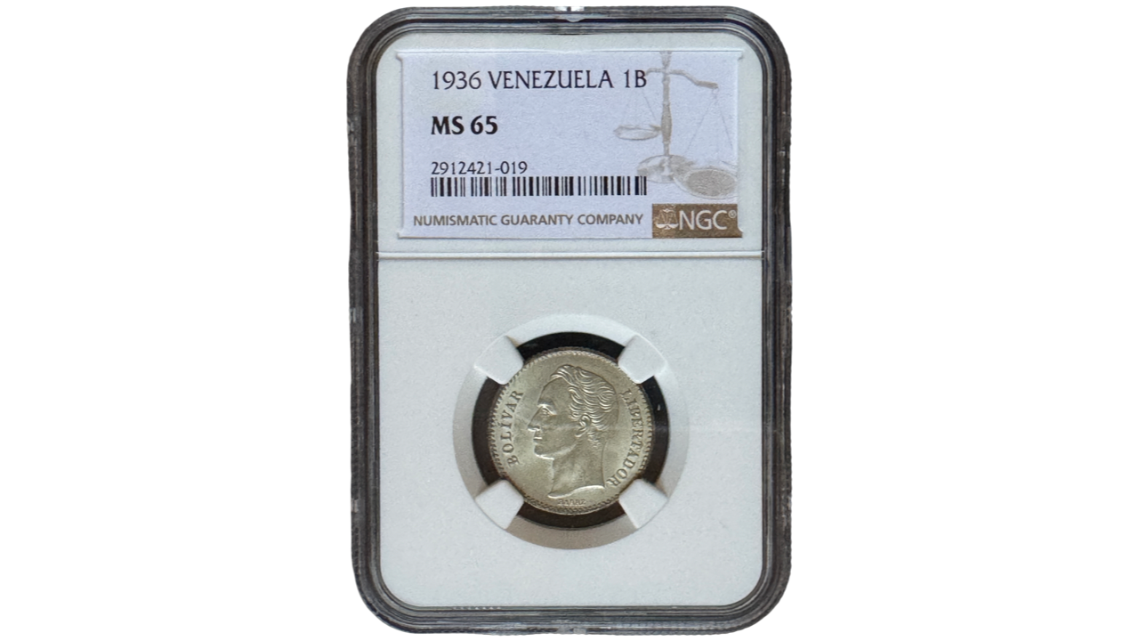 EE.UU. DE VENEZUELA, 1 Bolivar, 1935, NGC MS65.