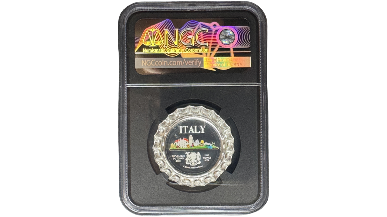 CHAD, 500 Francs, 2021, NGC PF70. **SERIE: WORLD LANDMARKS; ITALIA** - Imagen 2