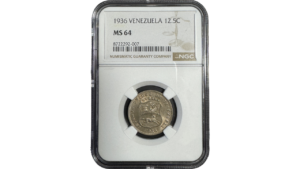 EE.UU. DE VENEZUELA, 12½ Centimos, 1936, NGC MS64. **LOCHA**