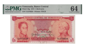 VENEZUELA, 5 Bolívares, Marzo-13-1973, Serie T7, PMG64