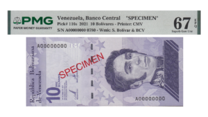 VENEZUELA, 10 Bolívares Digitales, Abril-29-2021, Serie A8, PMG67 EPQ.  **SPECIMEN**