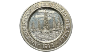 VENEZUELA, Medalla Italcambio 1975, AU.  **NACIONALIZACION DE LA INDUSTRIA PETROLERA**