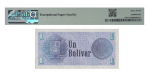 VENEZUELA, 1 Bolívar, Octubre-5-1989, Serie D8, PMG67-EPQ.  **TINOQUITO**