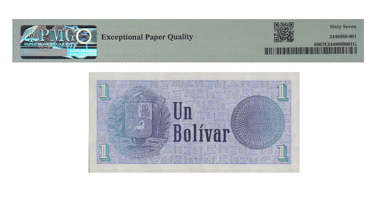 VENEZUELA, 1 Bolívar, Octubre-5-1989, Serie D8, PMG67-EPQ. **TINOQUITO** - Imagen 2