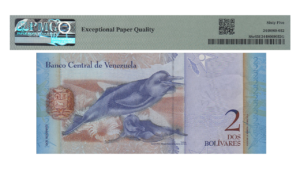 VENEZUELA, 2 Bolívares Fuertes, Diciembre-19-2008, Serie F8, PMG65-EPQ.  **CAPICUA O RADAR**