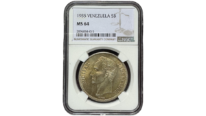 EE.UU. DE VENEZUELA, 5 Bolívares, 1935, NGC MS64.  **FUERTE**