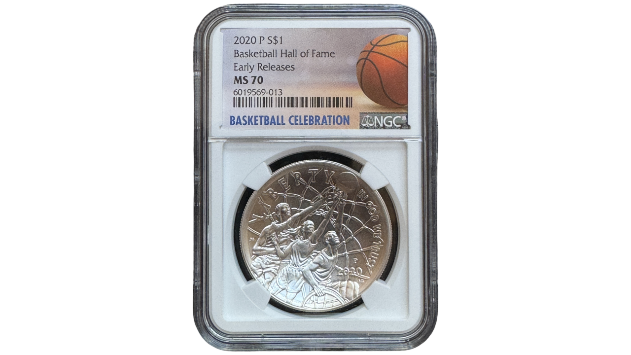 EE.UU., 1 Dollar, 2020, NGC MS70. **BASKETBALL HALL OF FAME**