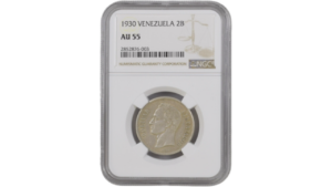 EE.UU. DE VENEZUELA, 2 Bolívares, 1930, NGC AU55.