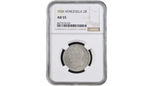 EE.UU. DE VENEZUELA, 2 Bolívares, 1926, NGC AU55.