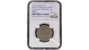 VENEZUELA, Ficha De Hacienda, 2 Reales, 1902, NGC-AU55  **HACIENDA PEDERNALES**