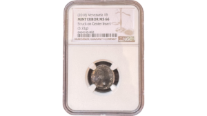 VENEZUELA, 1 Bolivar Soberano, 2018, NGC MS66.  **ERROR DE ACUÑACION**