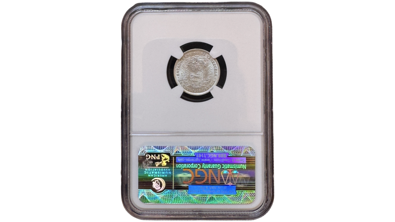 EE.UU. DE VENEZUELA, ½ BOLÍVAR, 1924, NGC MS61. **REAL O 50 CENTIMOS** - Imagen 2