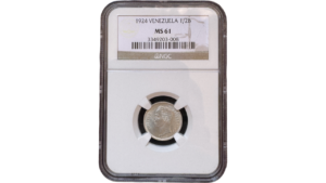 EE.UU. DE VENEZUELA, ½ BOLÍVAR, 1924, NGC MS61.  **REAL O 50 CENTIMOS**