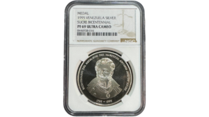 VENEZUELA, Medalla 1995, NGC PF69  **NATALICIO DEL MARISCAL, ANTONIO JOSE DE SUCRE, 1795-1995**
