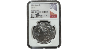 EE.UU., Morgan, One Dollar, 2024, NGC MS70.  **FIRMA AUTOGRAFA DE THOMAS J. URAM**