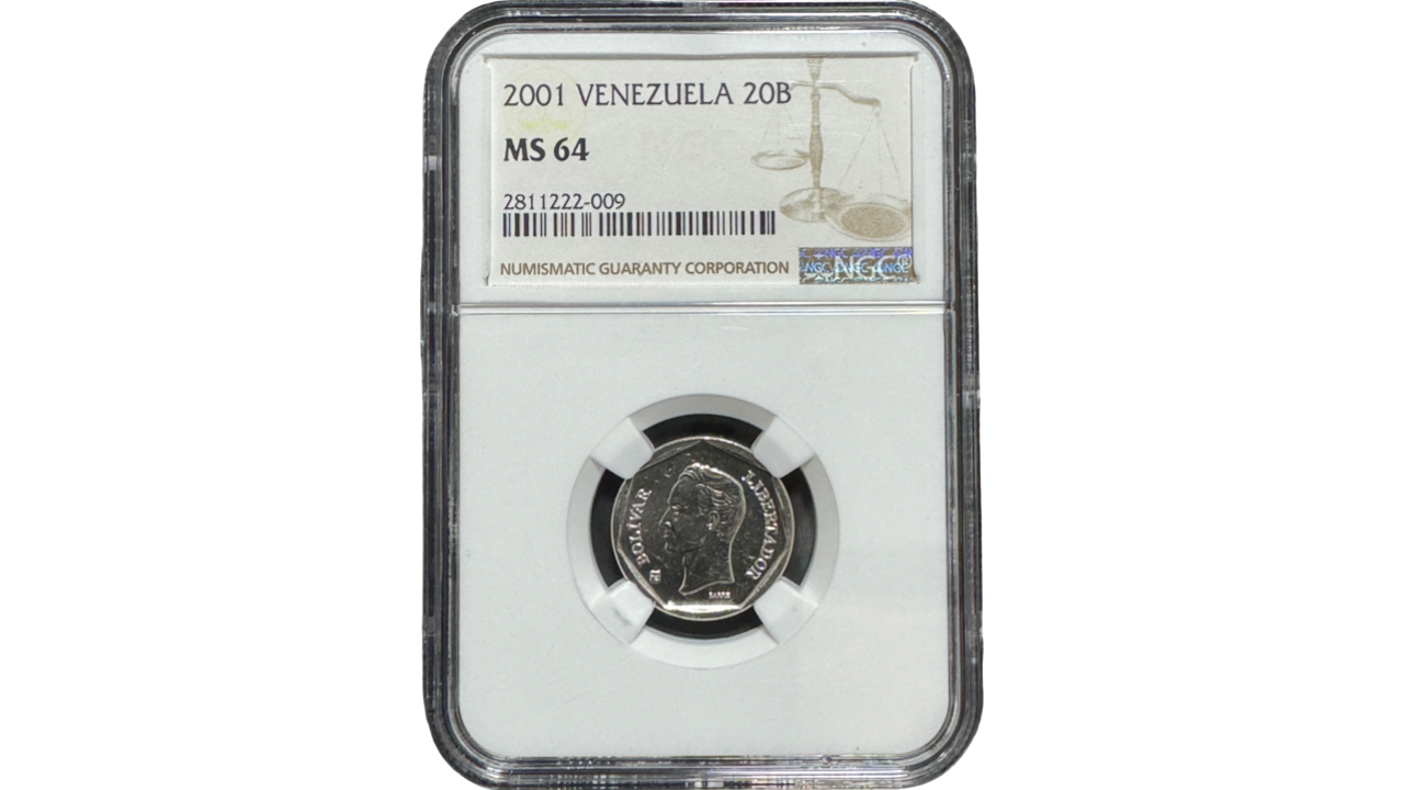 VENEZUELA, 20 Bolívares, 2001, NGC MS64.