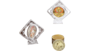 FYNTAVE, Exhibidor Flotante Giratorio 3D para Monedas. – 3 Unidades.