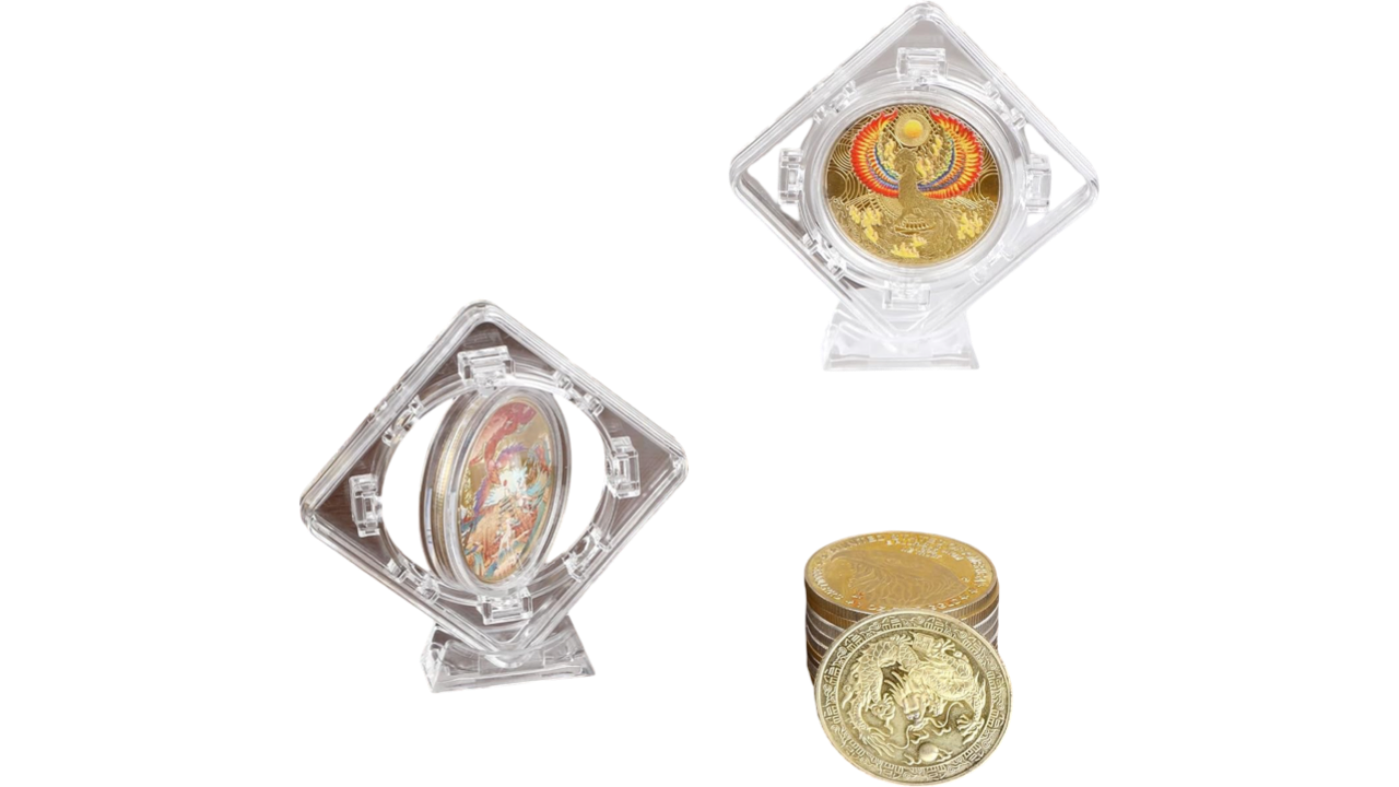 FYNTAVE, Exhibidor Flotante Giratorio 3D para Monedas. - 3 Unidades. - Imagen 2