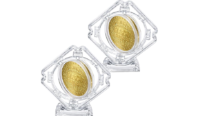FYNTAVE, Exhibidor Flotante Giratorio 3D para Monedas. – 3 Unidades.