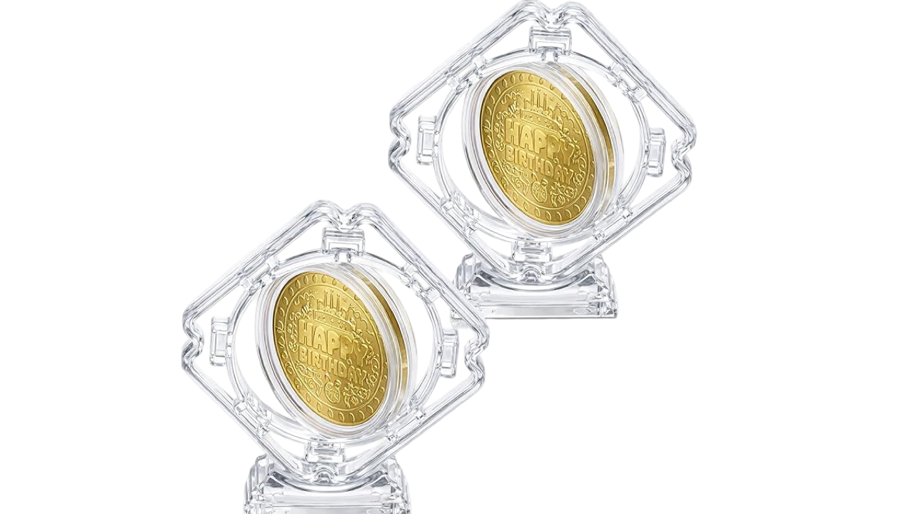 FYNTAVE, Exhibidor Flotante Giratorio 3D para Monedas. - 3 Unidades.