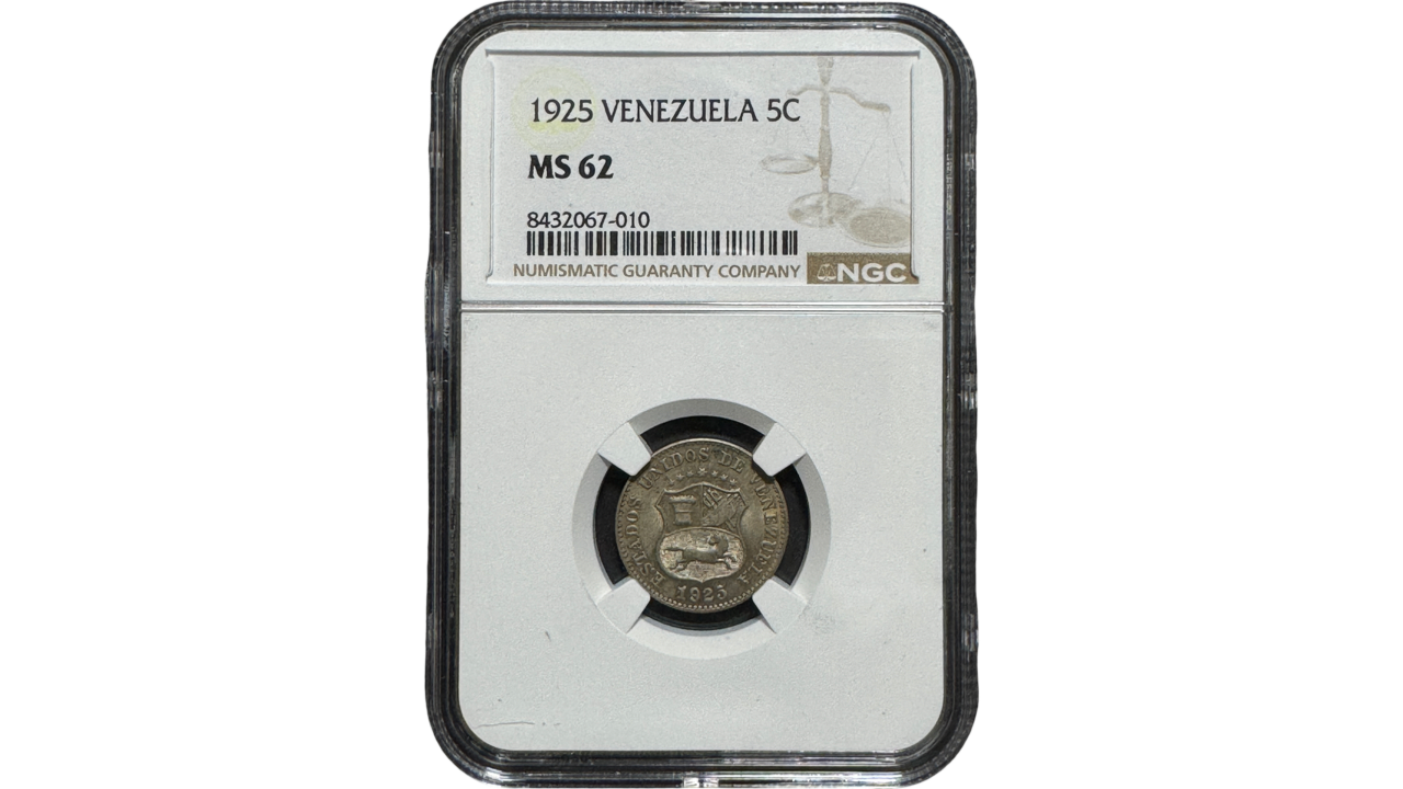EE.UU. DE VENEZUELA, 5 Centimos, 1925, NGC MS62. **PUYA**