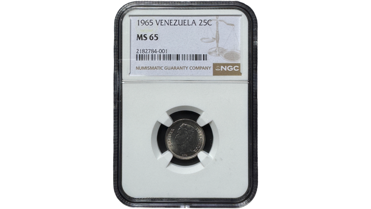 VENEZUELA, 25 Centimos, 1965, NGC MS65. **MEDIO**