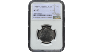 VENEZUELA, 2 Bolivares, 1988, NGC MS65. **SEGUNDO MEJOR GRADO**