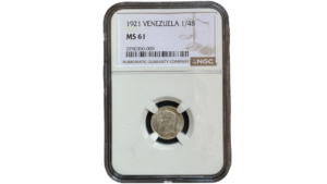 EE.UU. DE VENEZUELA, ¼ Bolivar, 1921, NGC MS61. **25 CÉNTIMOS o MEDIO**