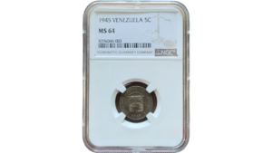 EE.UU. DE VENEZUELA, 5 Céntimos, 1945, NGC MS64.  **PUYA**